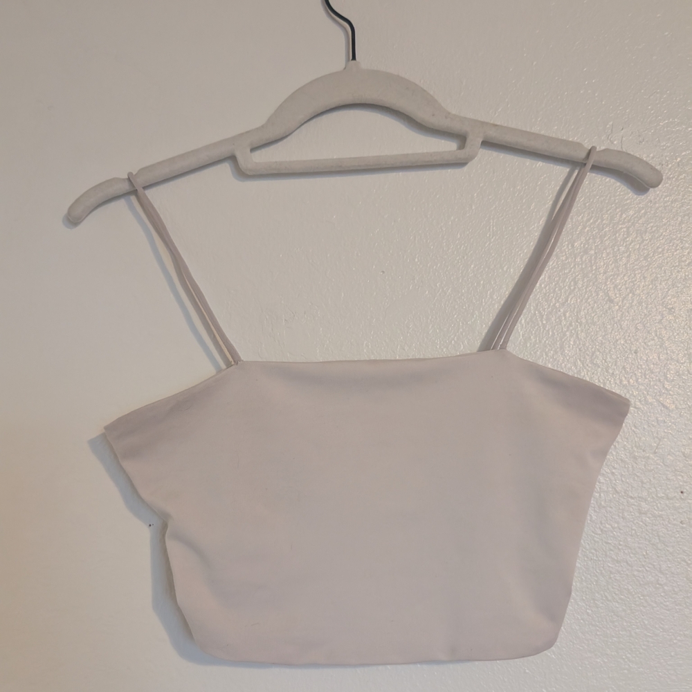 SHEIN Cream Fitted Crop Tank Top